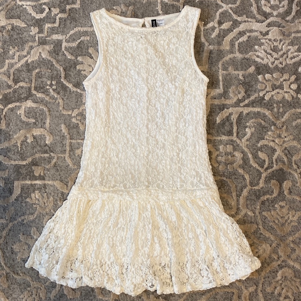 White lace floral mini dress